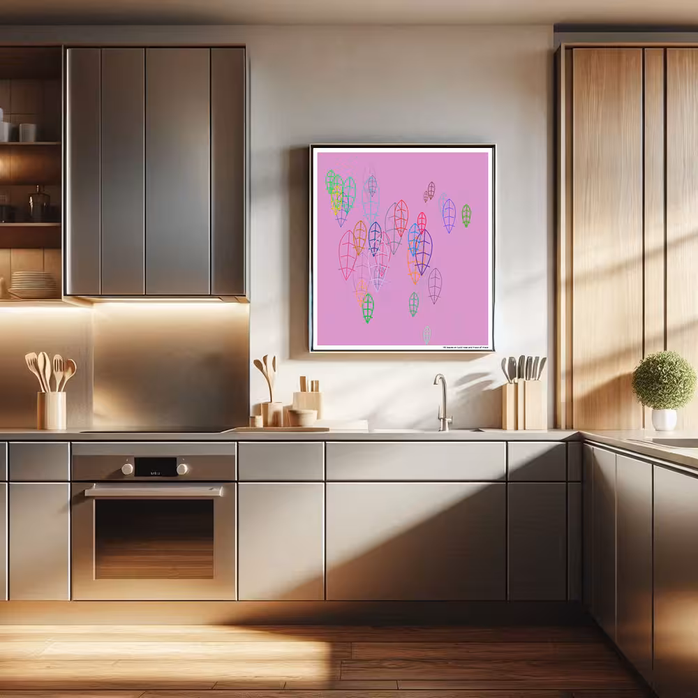 45 leaves on lucid rose and trace of trace in room setting