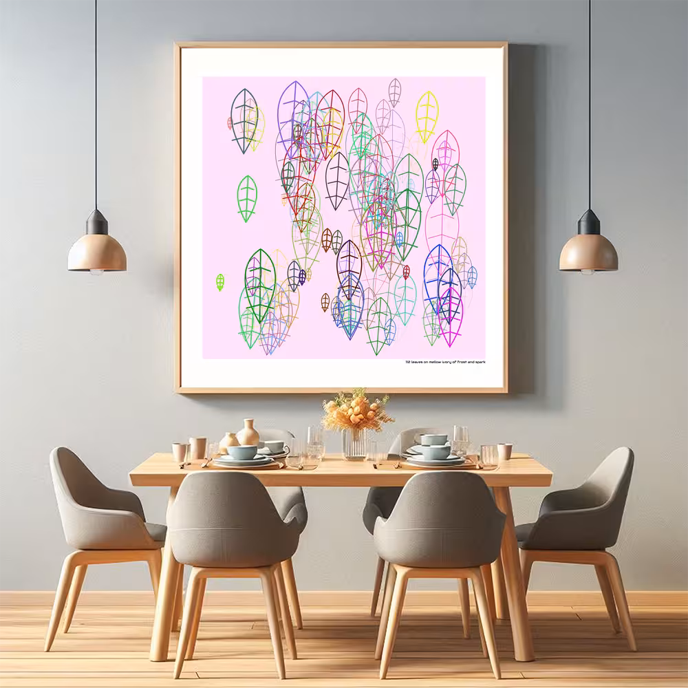 112 leaves on mellow ivory of frost and spark in room setting