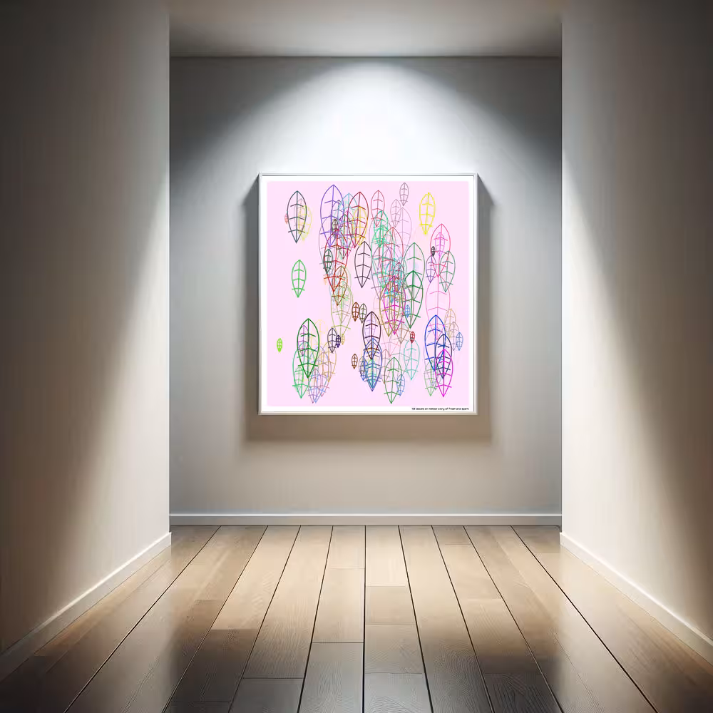 112 leaves on mellow ivory of frost and spark in room setting