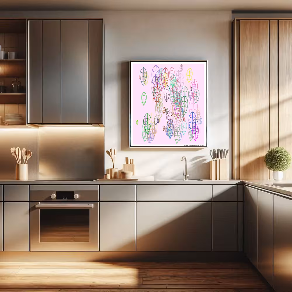 112 leaves on mellow ivory of frost and spark in room setting