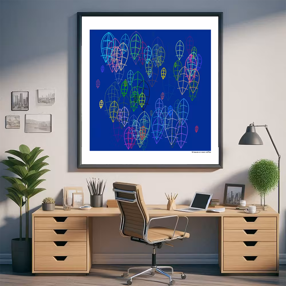 91 leaves on moon coffee in room setting