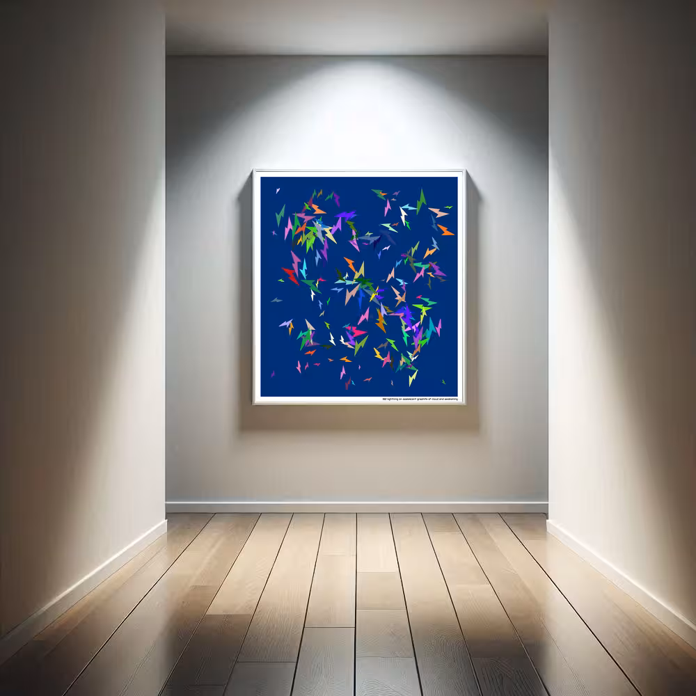 182 lightning on opalescent graphite of cloud and awakening in room setting