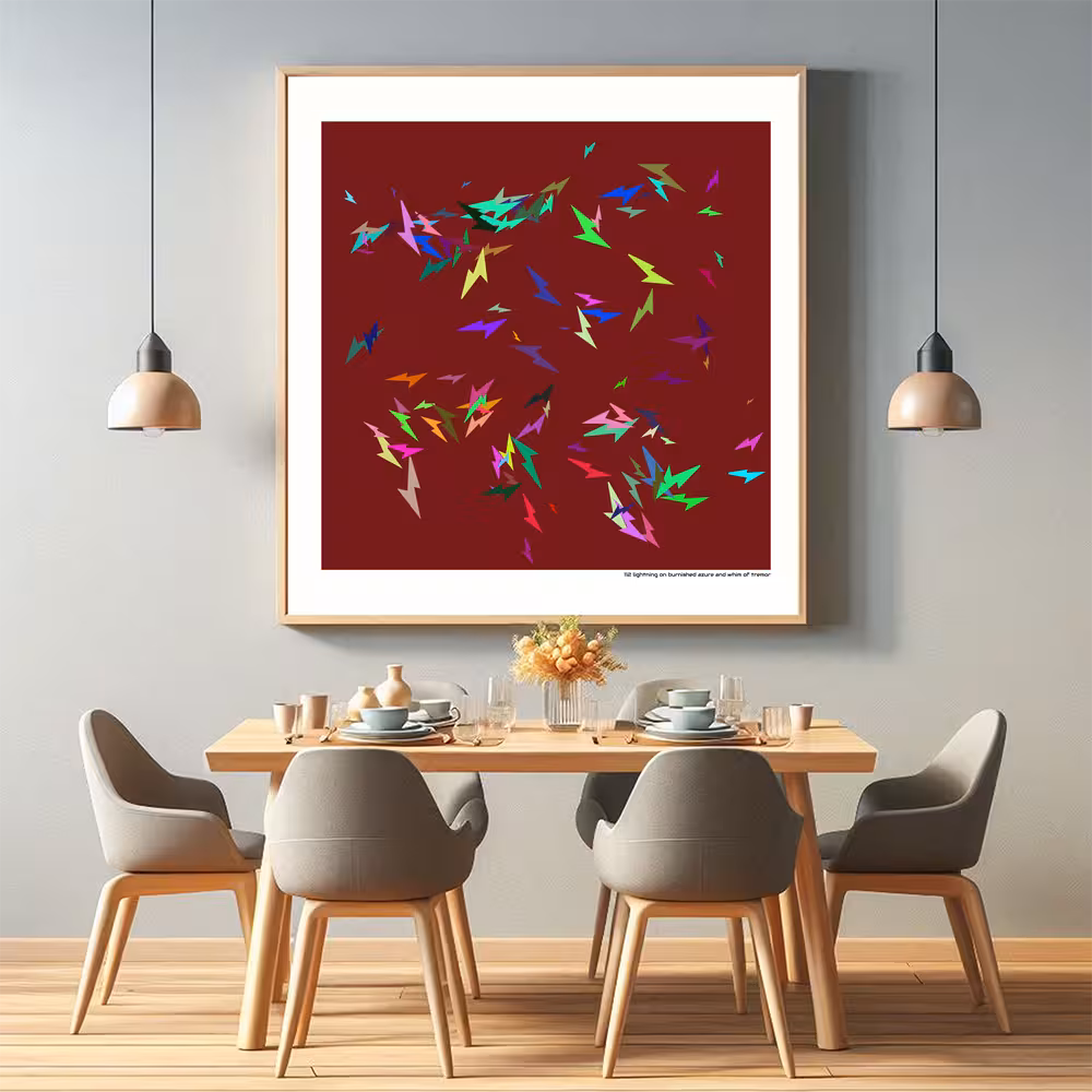 112 lightning on burnished azure and whim of tremor in room setting