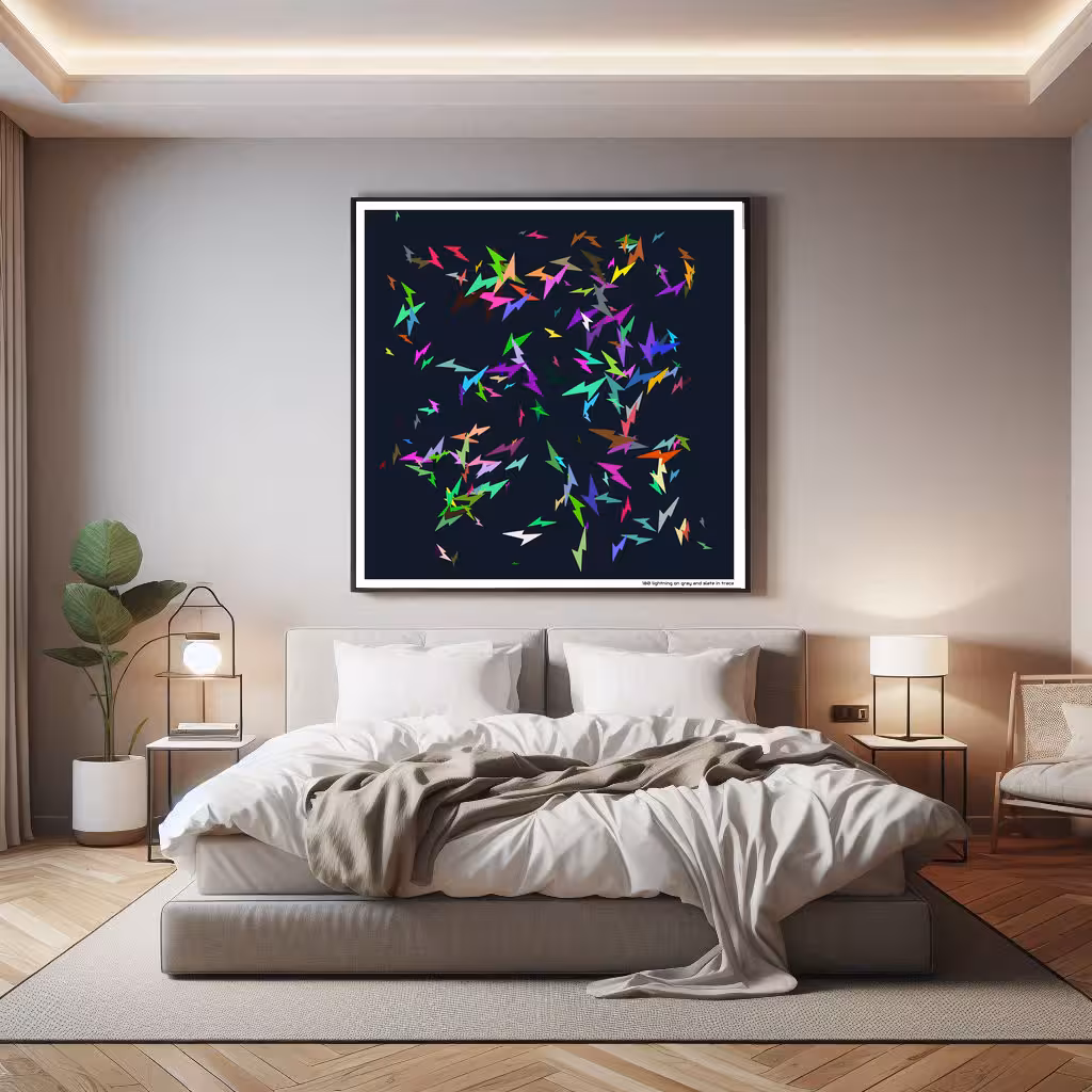 180 lightning on gray and slate in trace in room setting