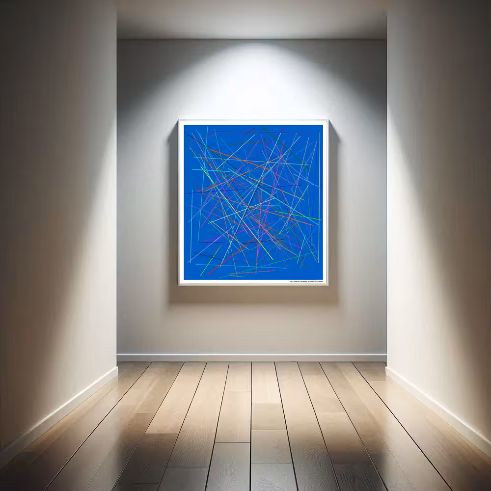 147 lines on stained promise of cobalt in room setting