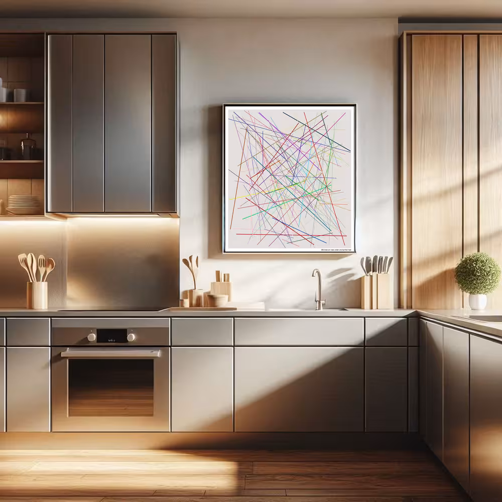 126 lines on rose under enchanted teal in room setting