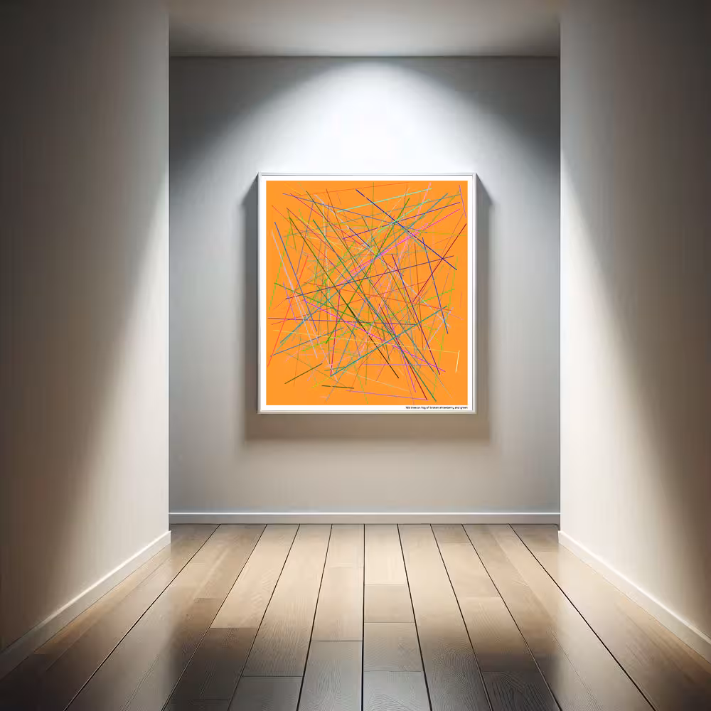 165 lines on fog of broken strawberry and green in room setting