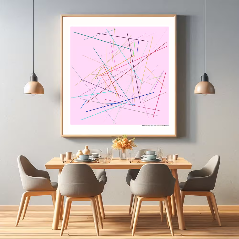 59 lines on glazed rose and gleam of bloom in room setting