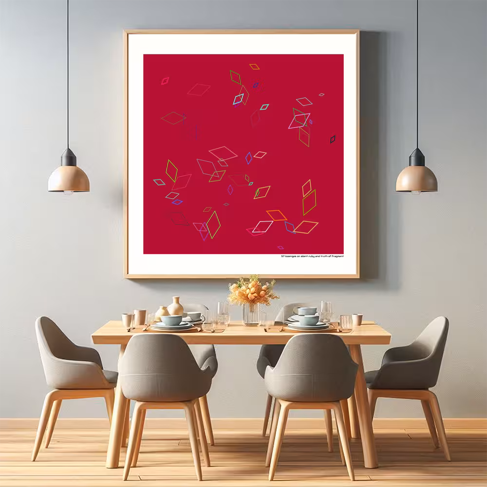 57 lozenges on silent ruby and truth of fragment in room setting