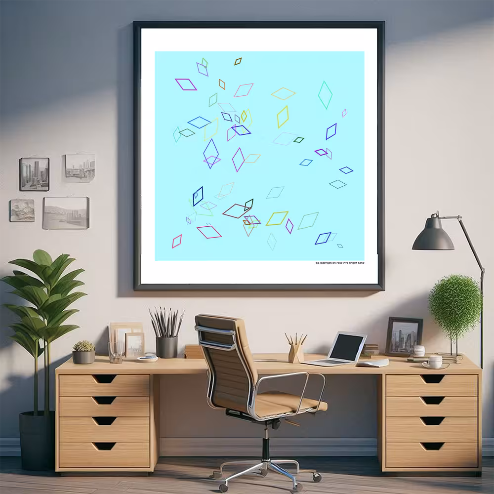 65 lozenges on rose into bright sand in room setting