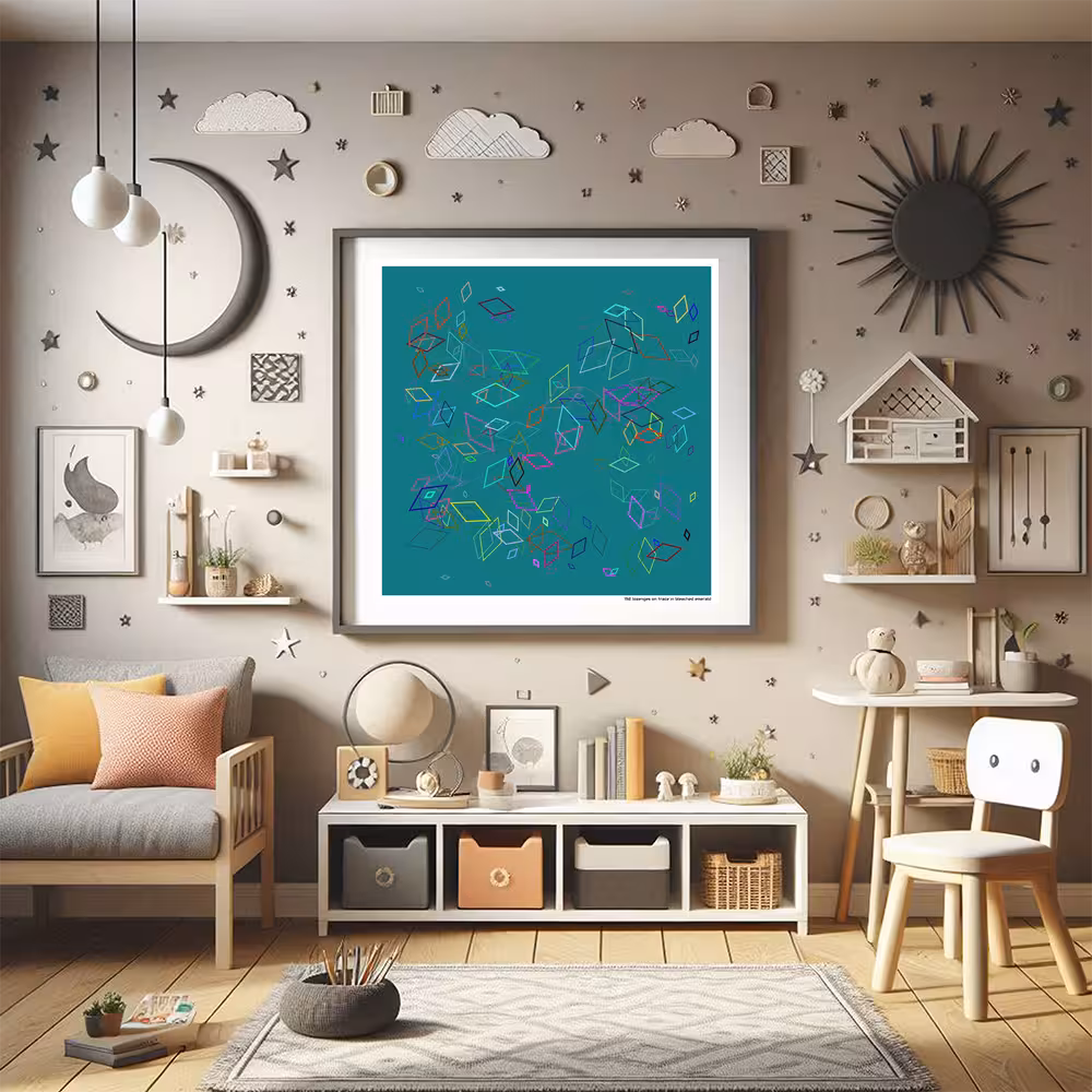 192 lozenges on trace in bleached emerald in room setting