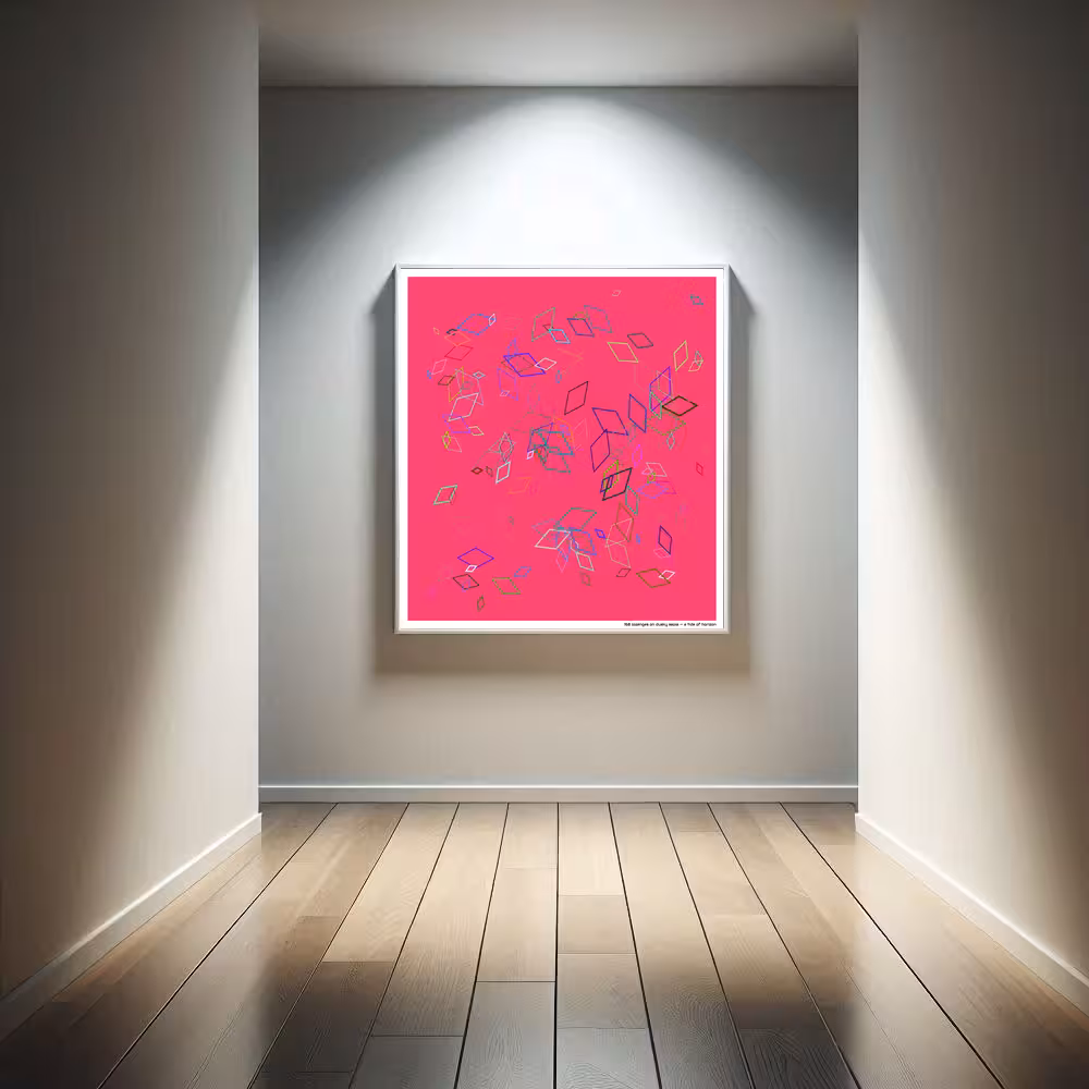 168 lozenges on dusky sepia — a tide of horizon in room setting