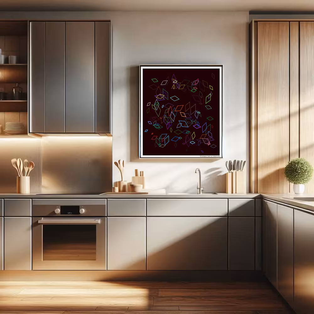 148 lozenges on black over delicate ivory in room setting