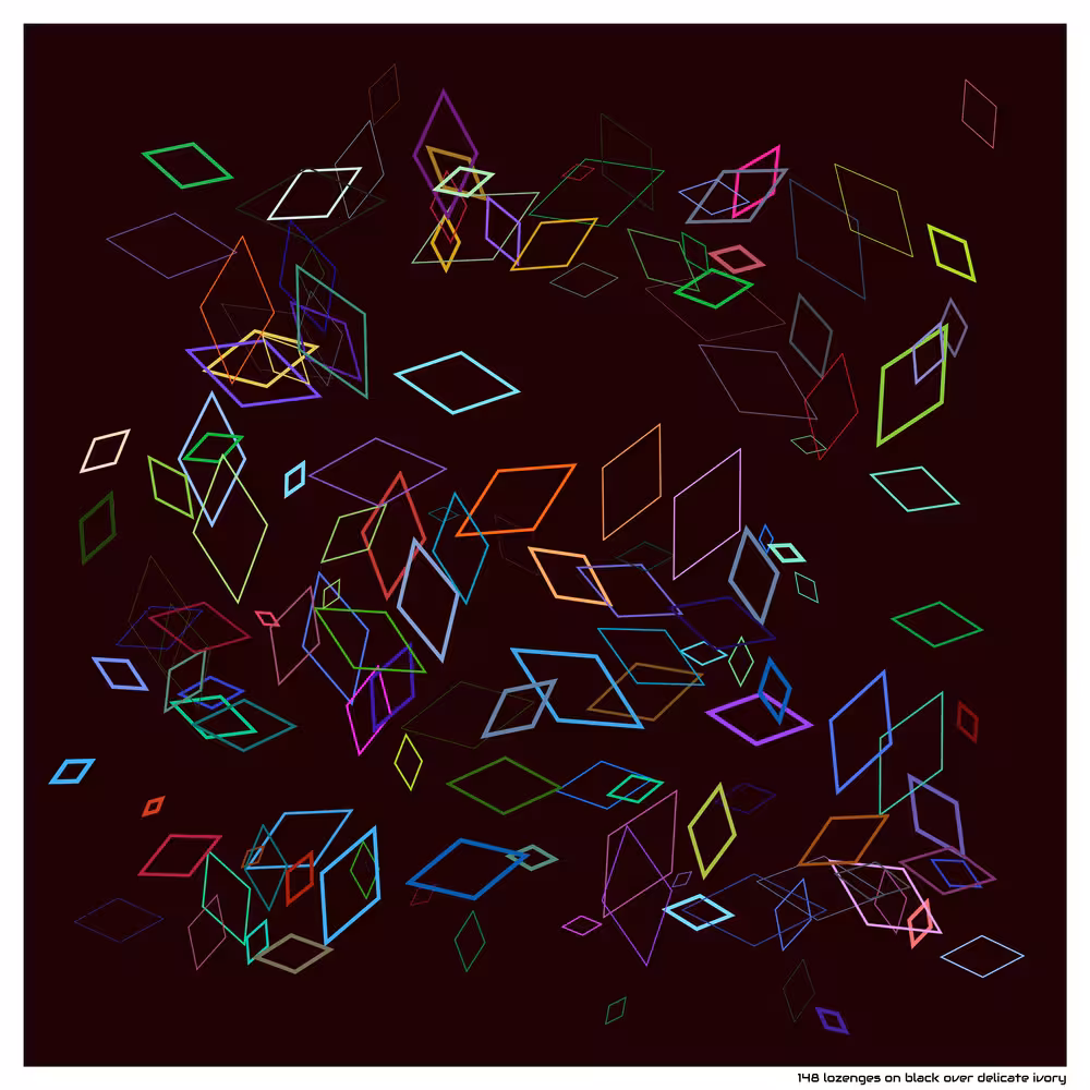 148 lozenges on black over delicate ivory