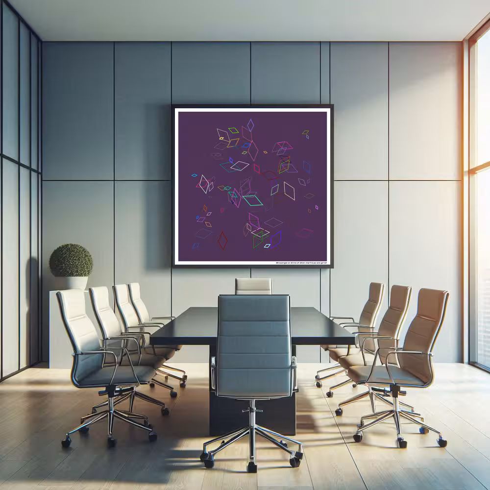 89 lozenges on shrine of silken chartreuse and garnet in room setting