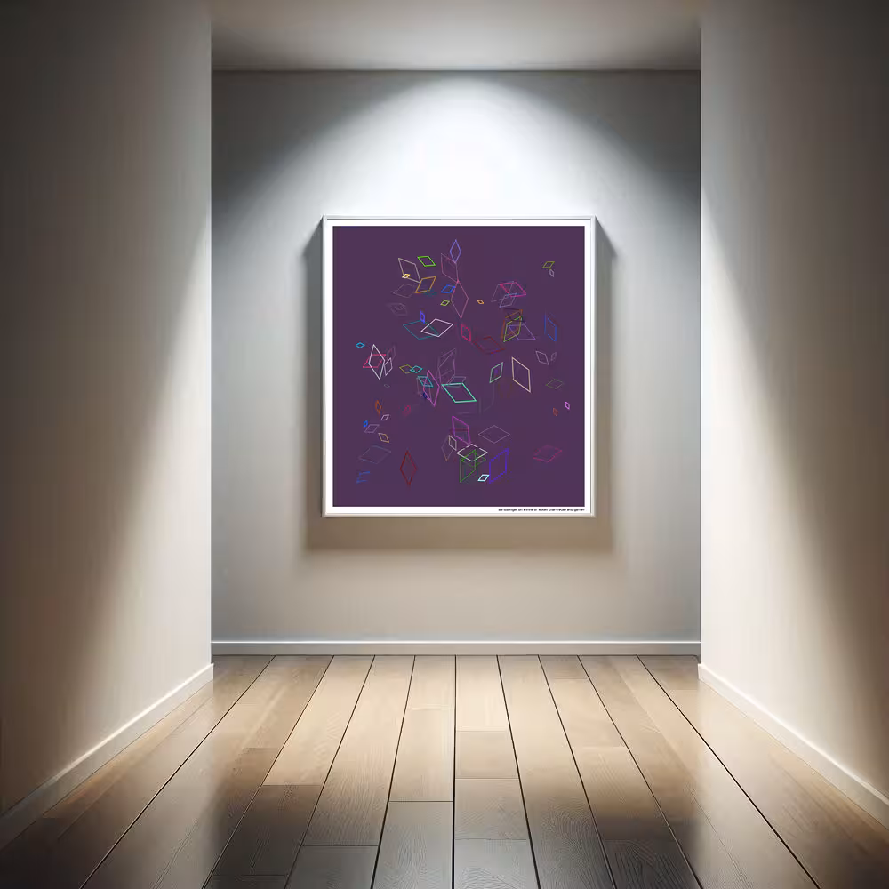 89 lozenges on shrine of silken chartreuse and garnet in room setting