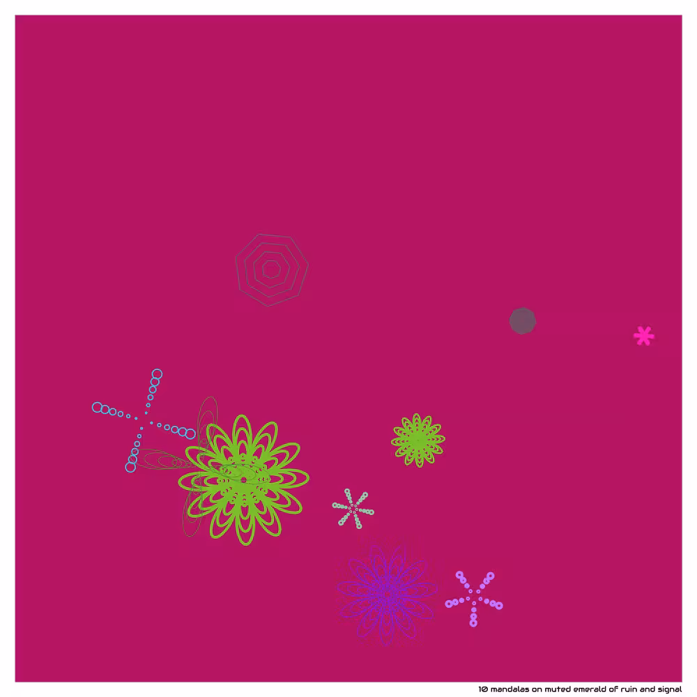 10 mandalas on muted emerald of ruin and signal