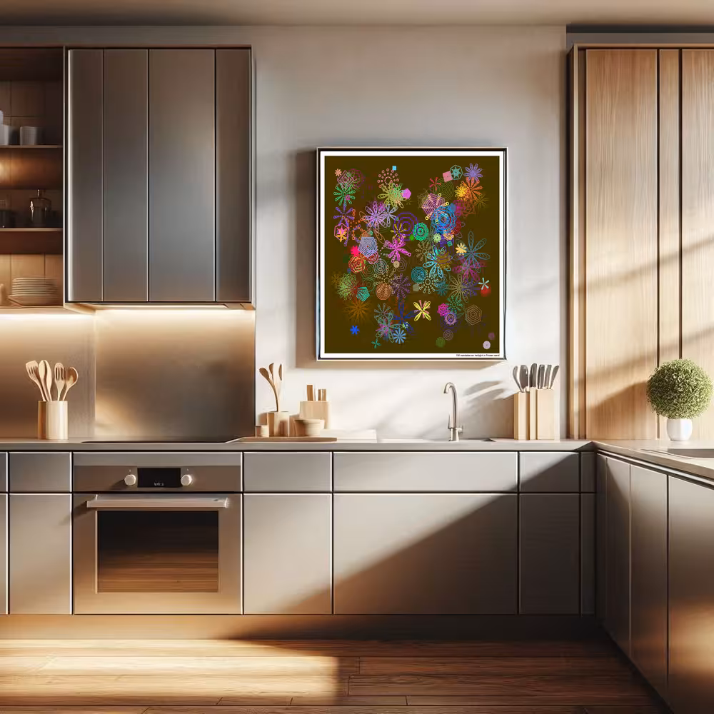 172 mandalas on twilight in frozen sand in room setting