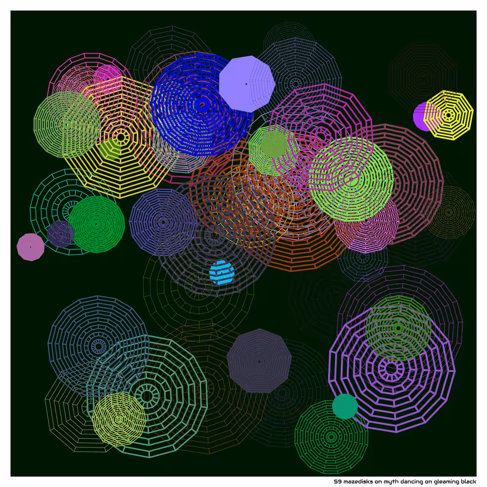 59 mazedisks on myth dancing on gleaming black