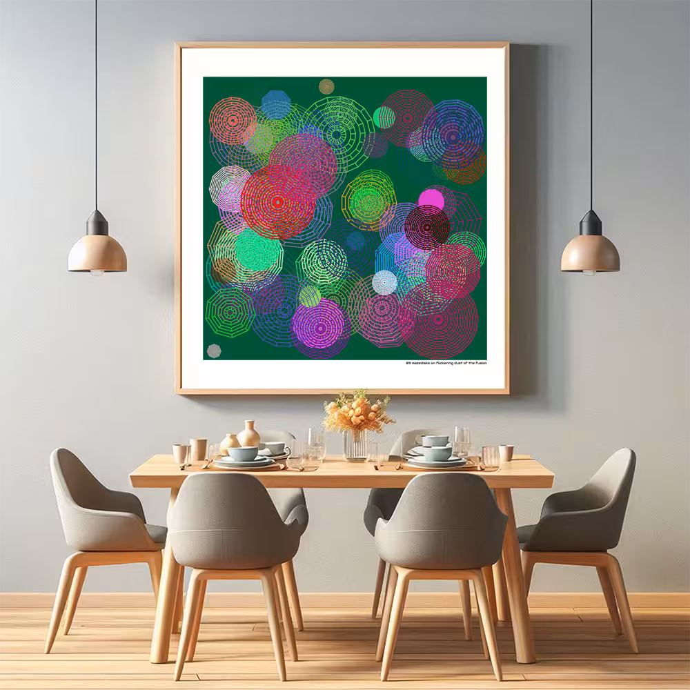 89 mazedisks on flickering dust of the fusion in room setting