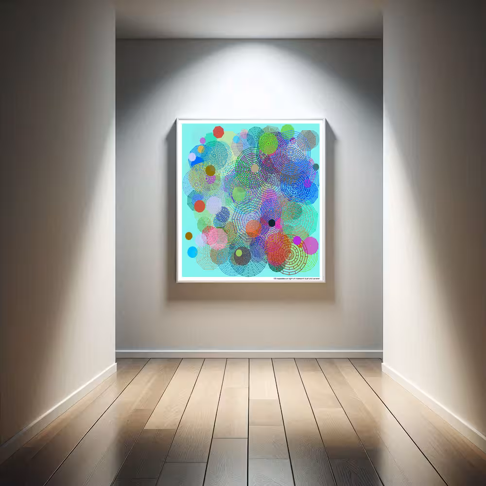 173 mazedisks on light of iridescent dust and caramel in room setting