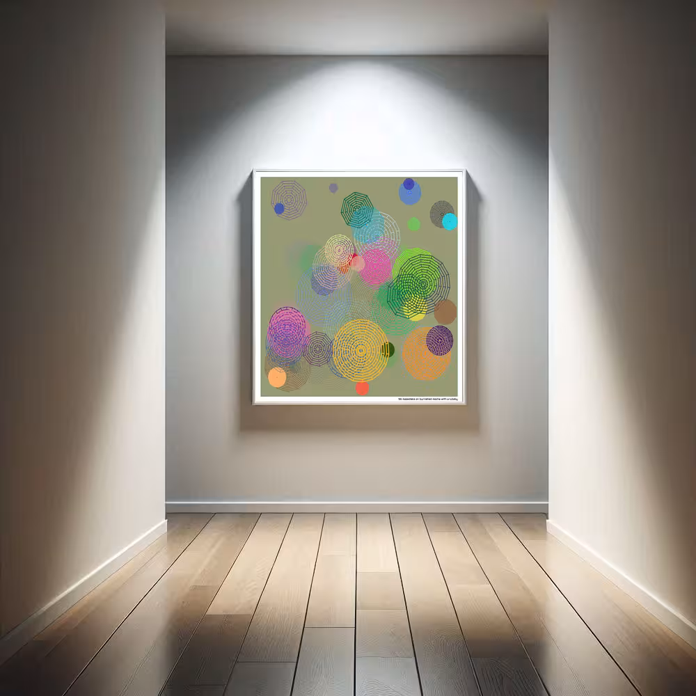 56 mazedisks on burnished mocha with a lullaby in room setting