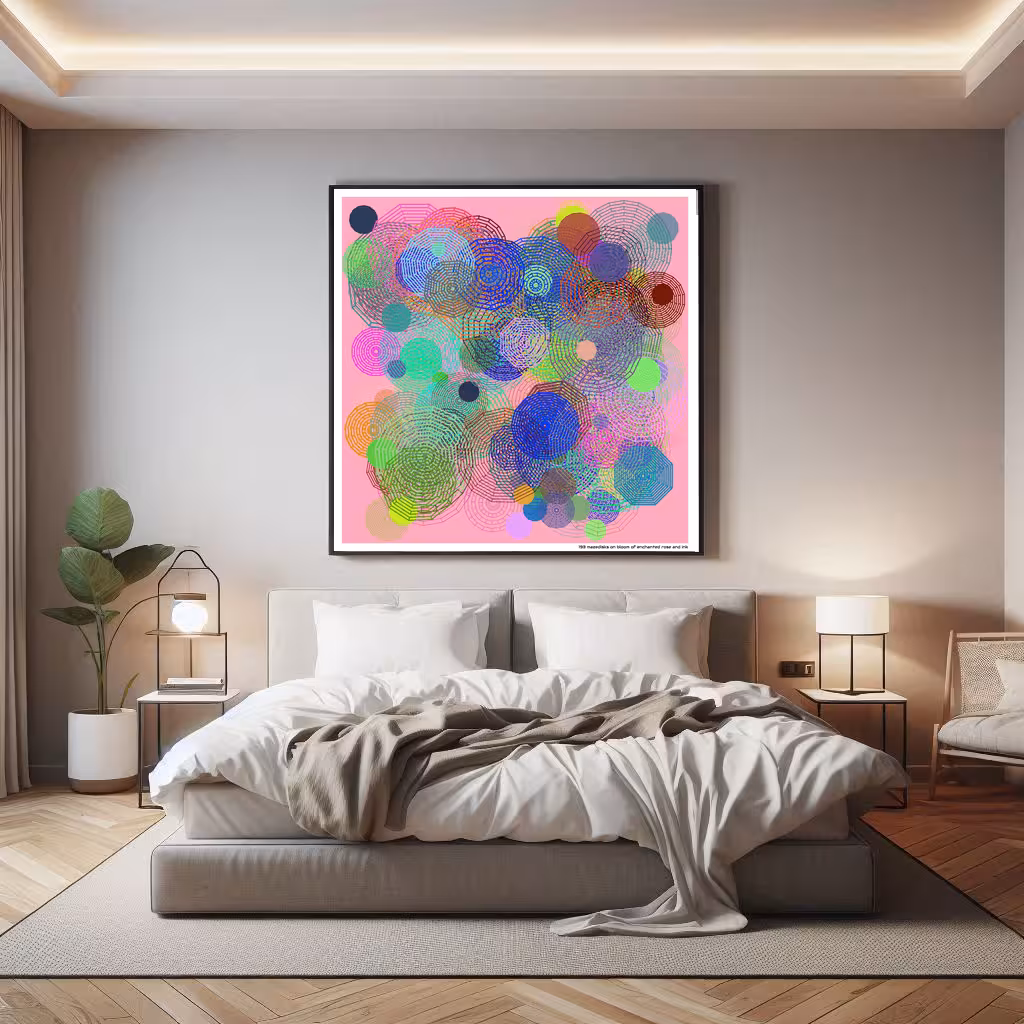 193 mazedisks on bloom of enchanted rose and ink in room setting