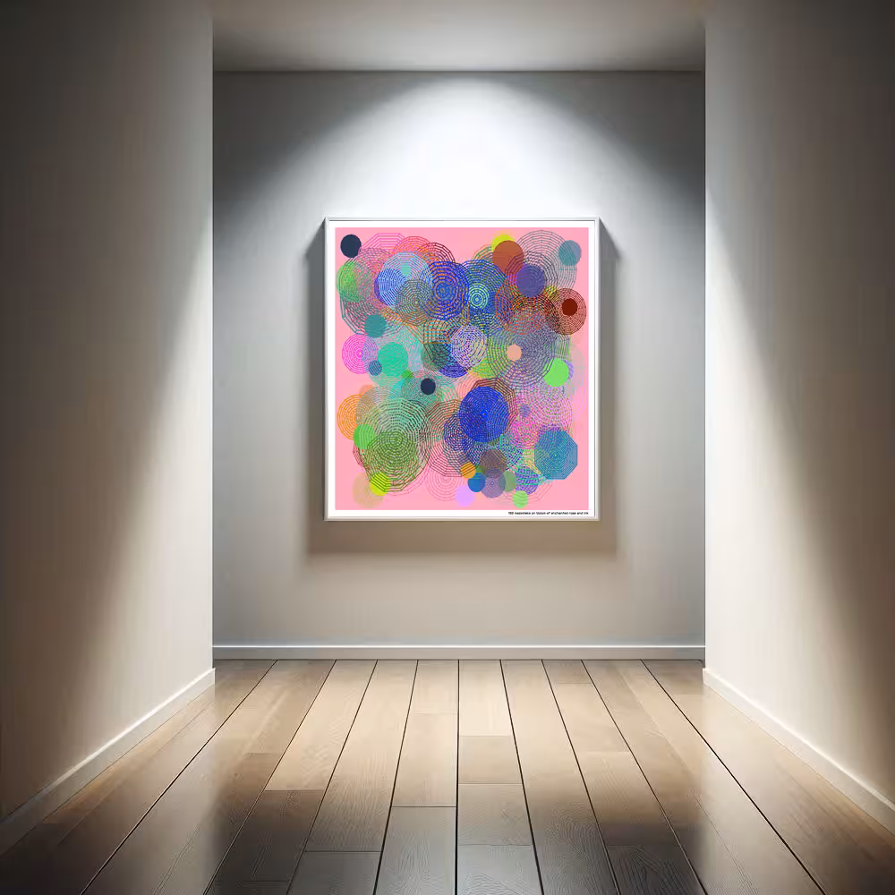 193 mazedisks on bloom of enchanted rose and ink in room setting