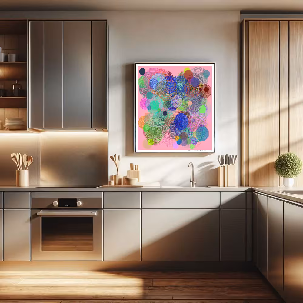 193 mazedisks on bloom of enchanted rose and ink in room setting