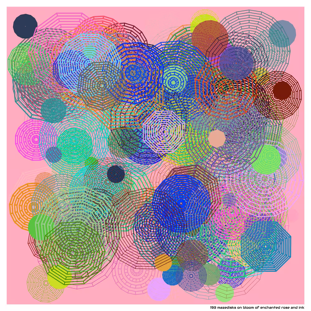 193 mazedisks on bloom of enchanted rose and ink