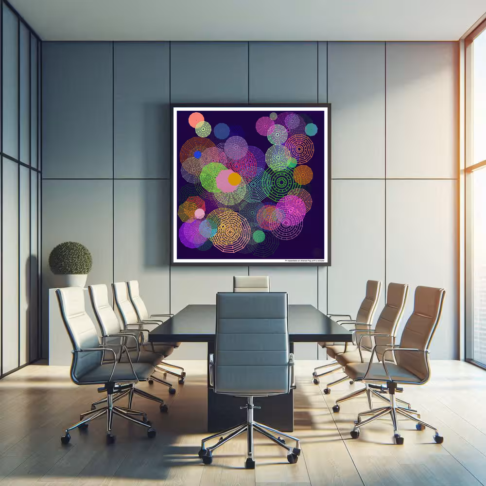 74 mazedisks on stained fog with a eclipse in room setting