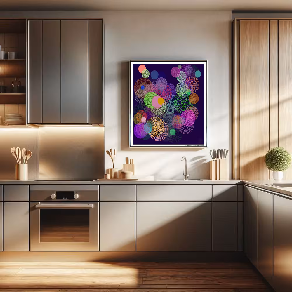 74 mazedisks on stained fog with a eclipse in room setting