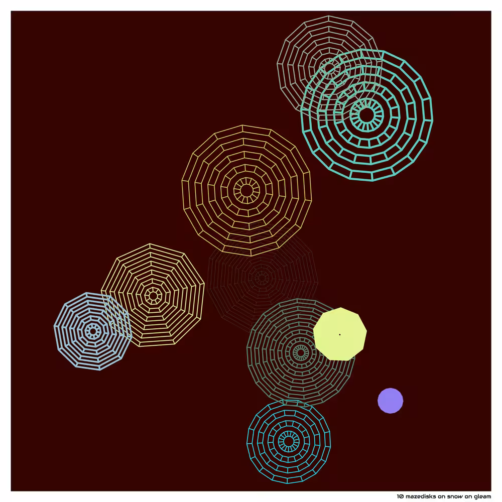 10 mazedisks on snow on gleam