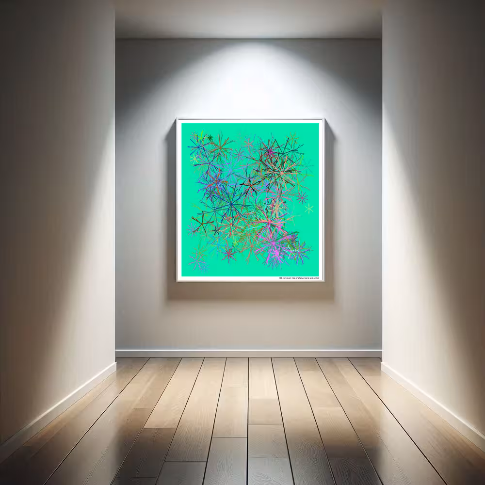 185 nerves on tale of stained coral and orchid in room setting