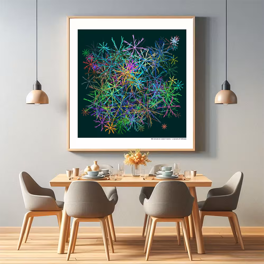 165 nerves on radiant mocha — a sonata of stillness in room setting