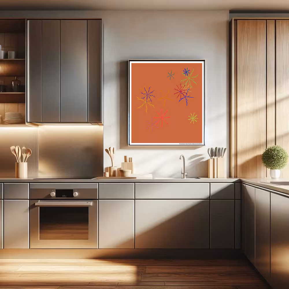 15 nerves on trace of dark crimson and strawberry in room setting