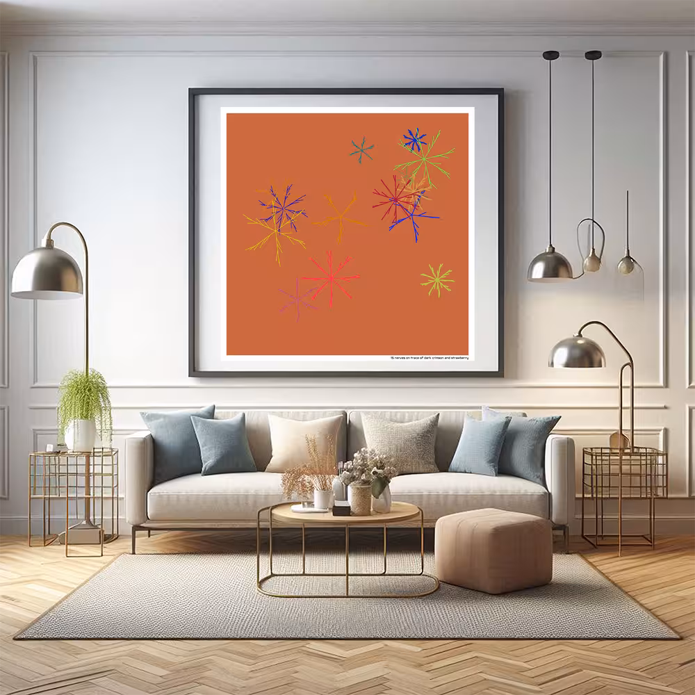 15 nerves on trace of dark crimson and strawberry in room setting