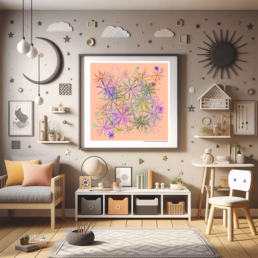 143 nerves on enchanted rose and vivid periwinkle in room setting