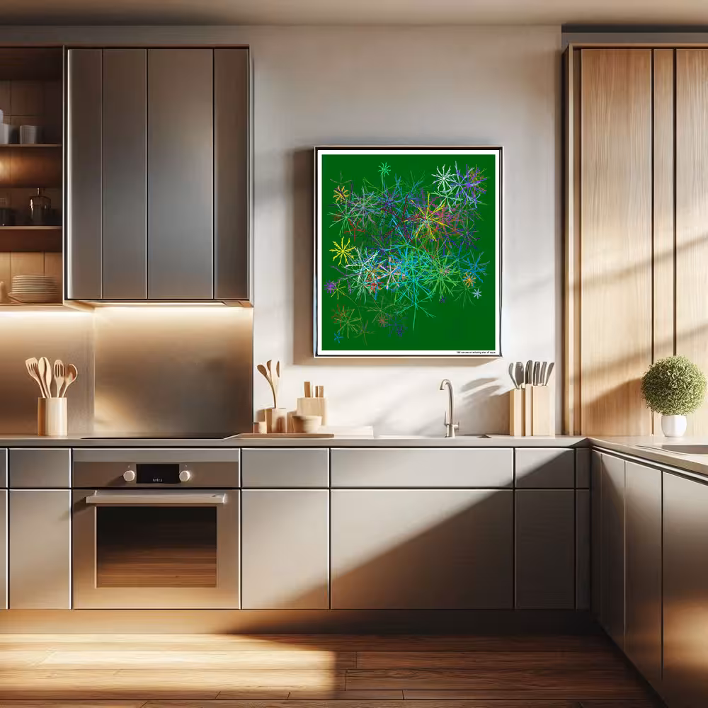 132 nerves on echoing star of aqua in room setting