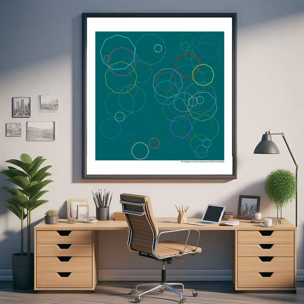 51 nonagons on wound dancing on flickering midnight in room setting