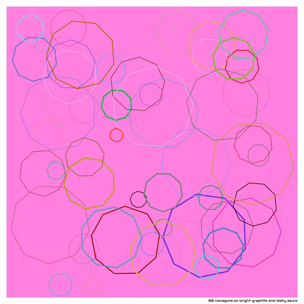 60 nonagons on bright graphite and misty azure