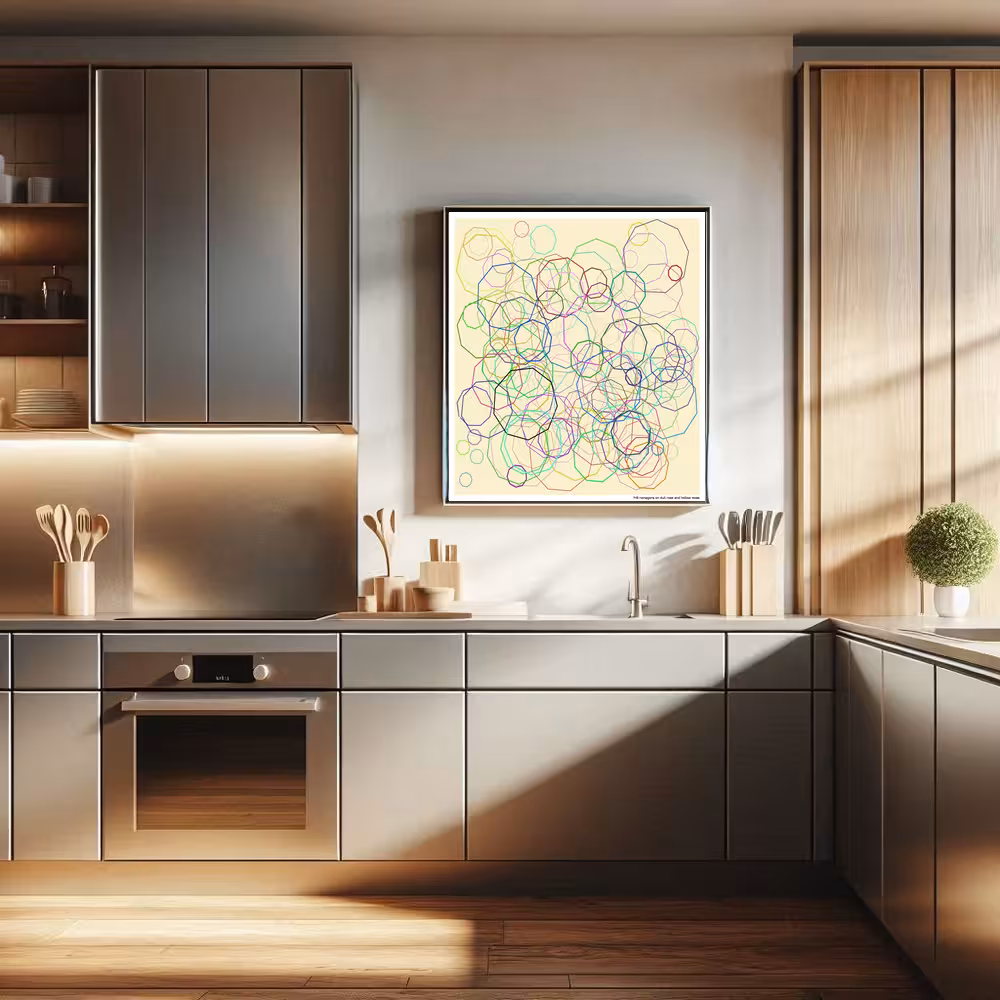 145 nonagons on dull rose and hollow moss in room setting