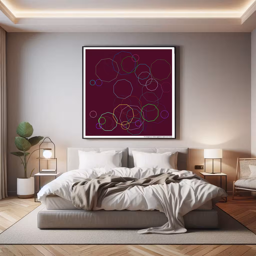 41 nonagons on hollow eggshell of gleam and mirage in room setting