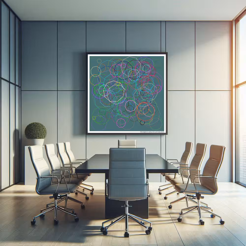 170 nonagons on velvety cherry and dusky banana in room setting