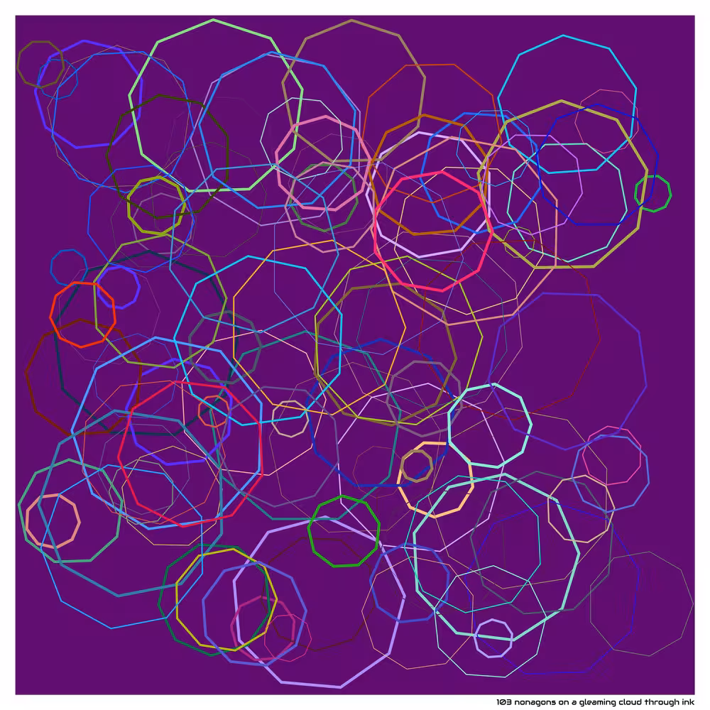 103 nonagons on a gleaming cloud through ink