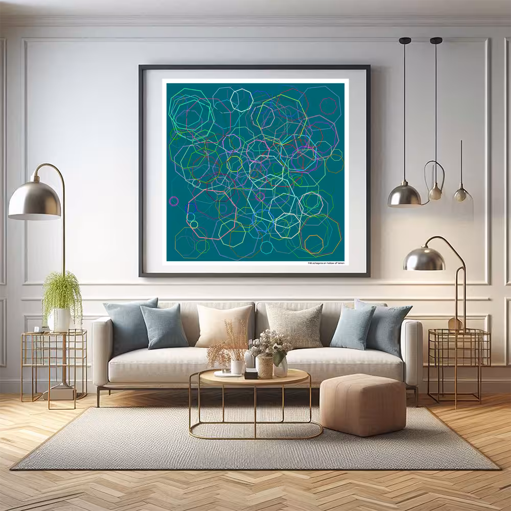 148 octagons on hollow of lemon in room setting