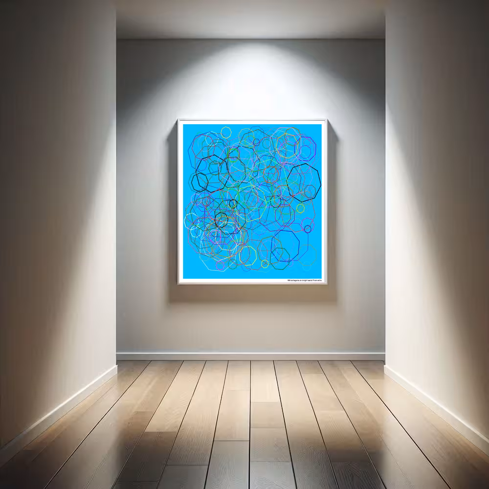 199 octagons on bright sand from echo in room setting