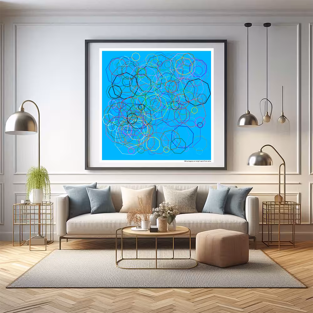 199 octagons on bright sand from echo in room setting