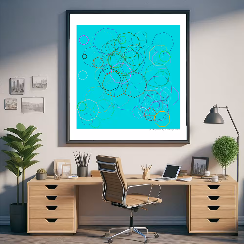 72 octagons on dusky aqua of temple and tide in room setting