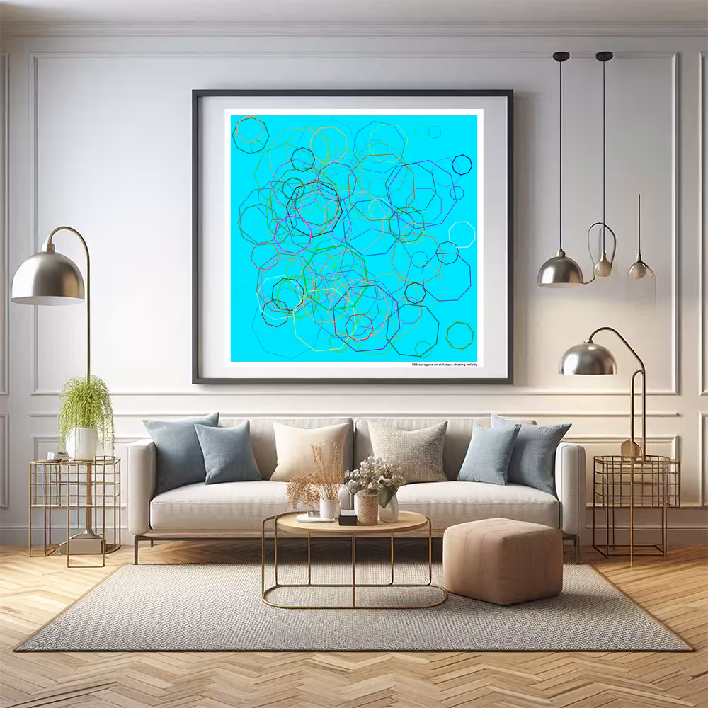 105 octagons on dull aqua chasing melody in room setting